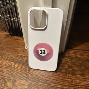 White and Pink Smartphone Case with Camera Cutout and Minimalist Design